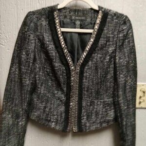 INC International Concepts - STUNNING BLACK & MOONLIGHT SILVER BEADED Blazer